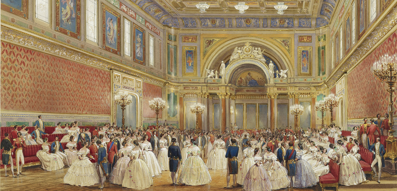 Queen Victoria Buckingham Palace Exhibition Ballroom watercolour