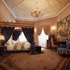 A CGI of a refurbished bedchamber at Thornbury Castle photo credit Paul Massey